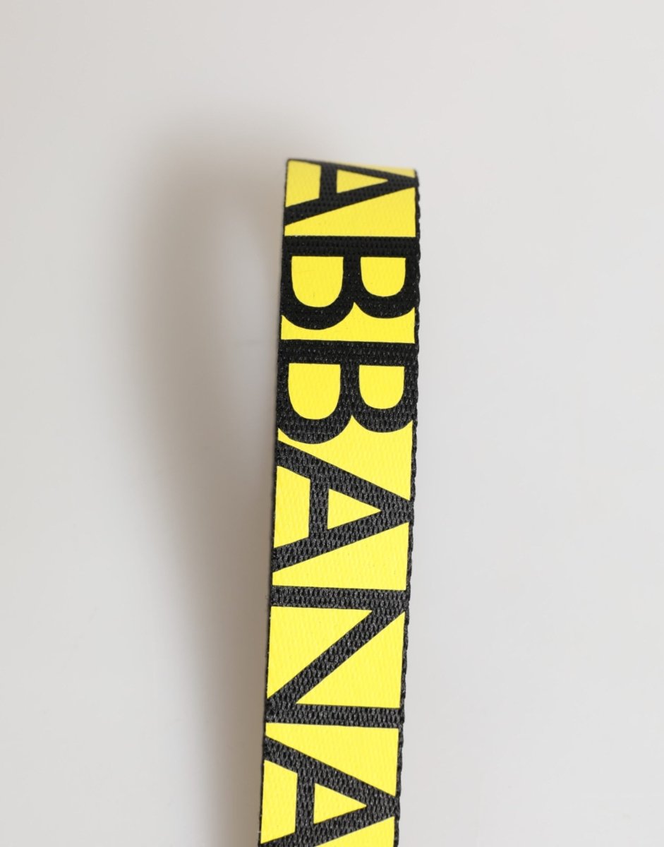 Dolce & Gabbana Yellow Logo Nylon Silver Brass Holder Keychain Keyring - The Gentlemen's Vault