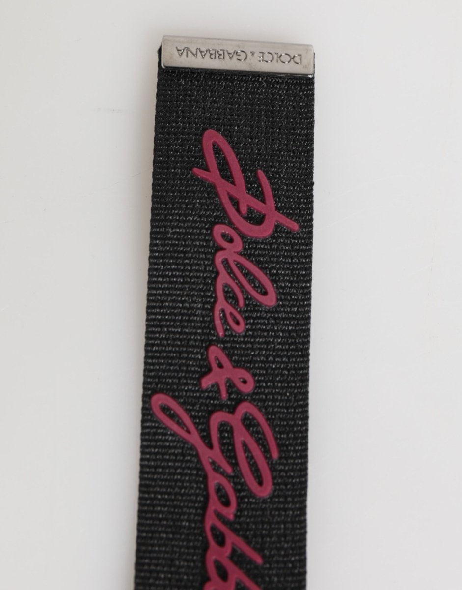 Dolce & Gabbana Black Red Polyester DG Logo Silver Men Keychain Keyring - The Gentlemen's Vault