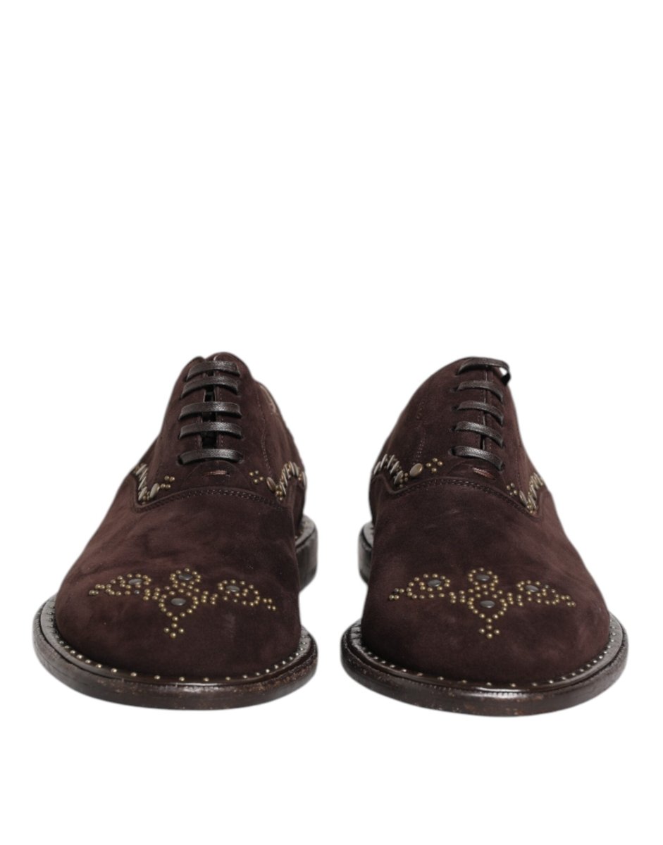 Dolce & Gabbana Brown Velvet Lace Up Oxford Dress Shoes - The Gentlemen's Vault