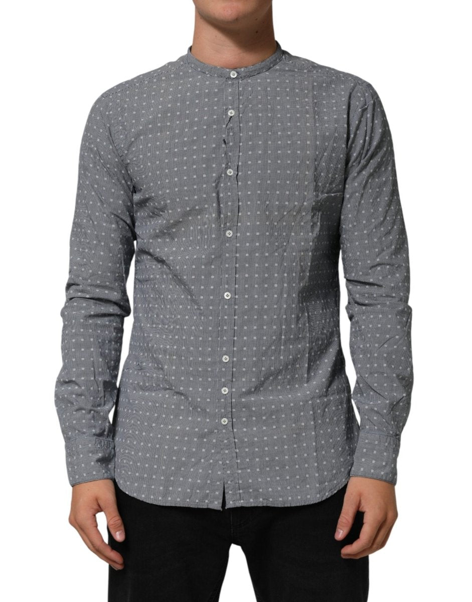 AGLINI Gray Polka Dot Cotton Button Down Long Sleeves Shirt - The Gentlemen's Vault