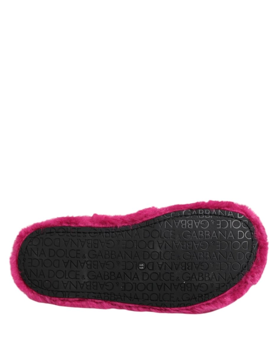 Dolce & Gabbana Pink Acrylic Faux Fur Mens Flats Sandals Shoes - The Gentlemen's Vault
