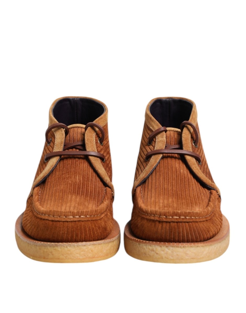 Dolce & Gabbana Brown Suede Nubuck Leather Desert Ankle Boots Shoes - The Gentlemen's Vault