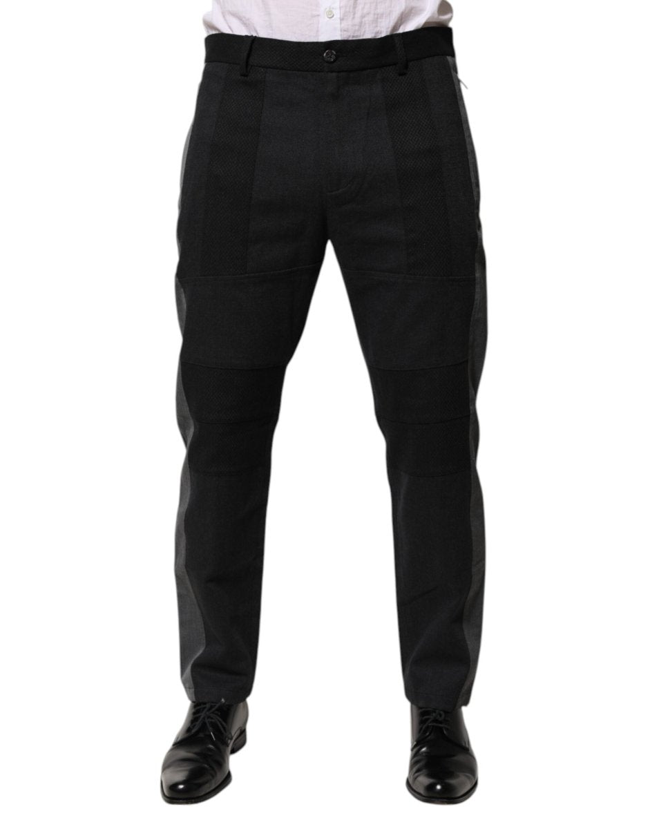 Dolce & Gabbana Black Gray Cotton Dress Formal Trouser Pants - The Gentlemen's Vault