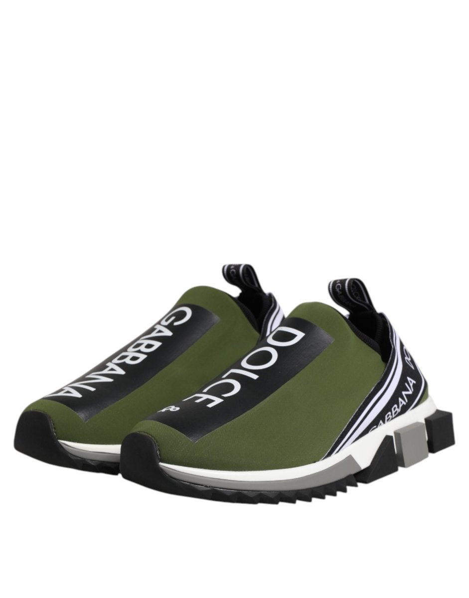 Dolce & Gabbana Green Black Slip On Sorrento Sneakers Shoes - The Gentlemen's Vault
