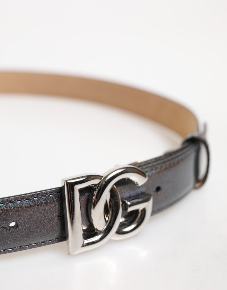 Dolce & Gabbana Metallic Leather Silver Tone Logo Buckle Belt - The Gentlemen's Vault