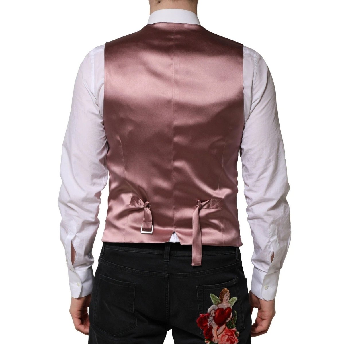 Dolce & Gabbana Pink Wool Dress Formal Men Waistcoat Vest - The Gentlemen's Vault