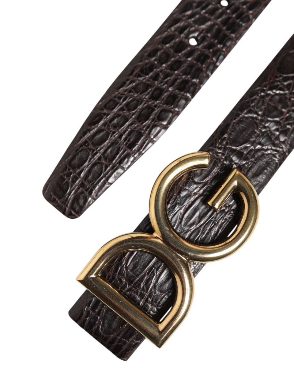 Dolce & Gabbana Black Exotic Leather DG Logo Buckle Belt - The Gentlemen's Vault