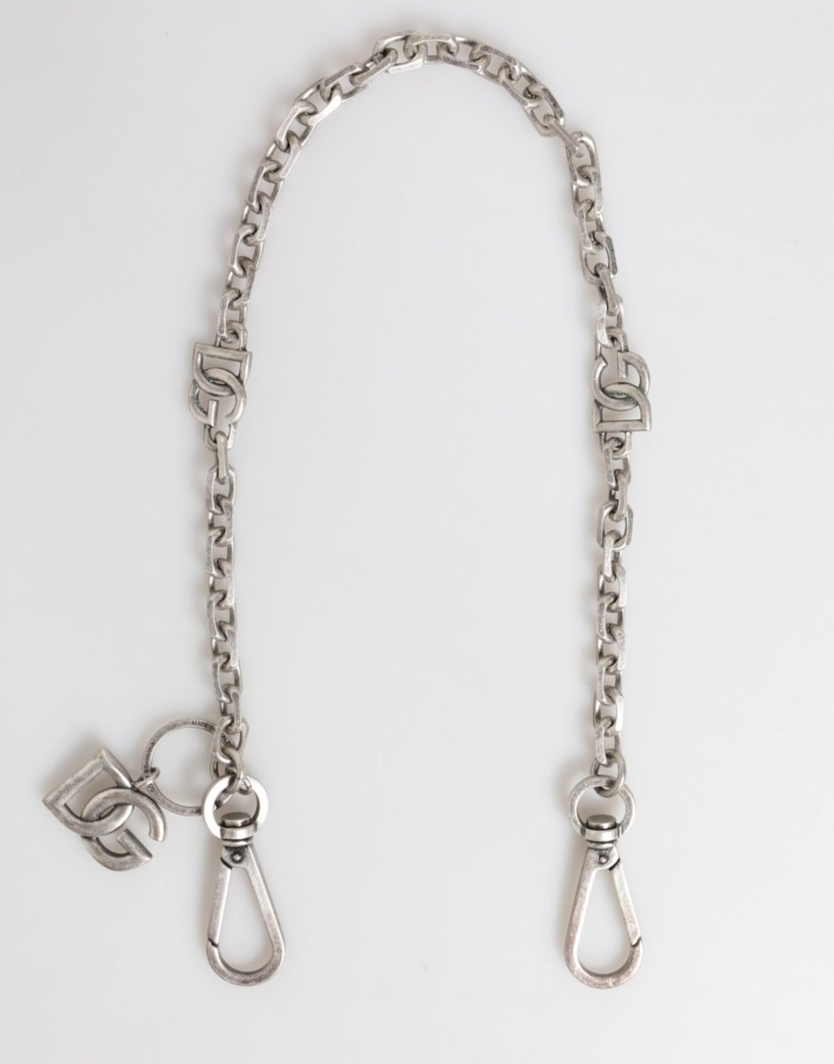 Dolce & Gabbana Silver Tone Brass DG Logo Detailing Chain Men Necklace - The Gentlemen's Vault