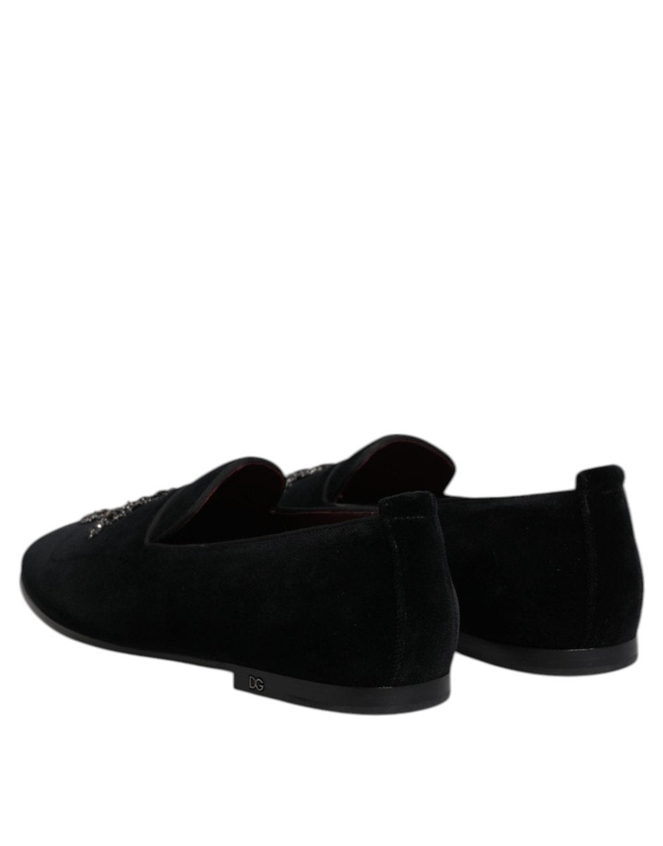 Dolce & Gabbana Black Suede Cross Slip On Loafers Dress Shoes - The Gentlemen's Vault