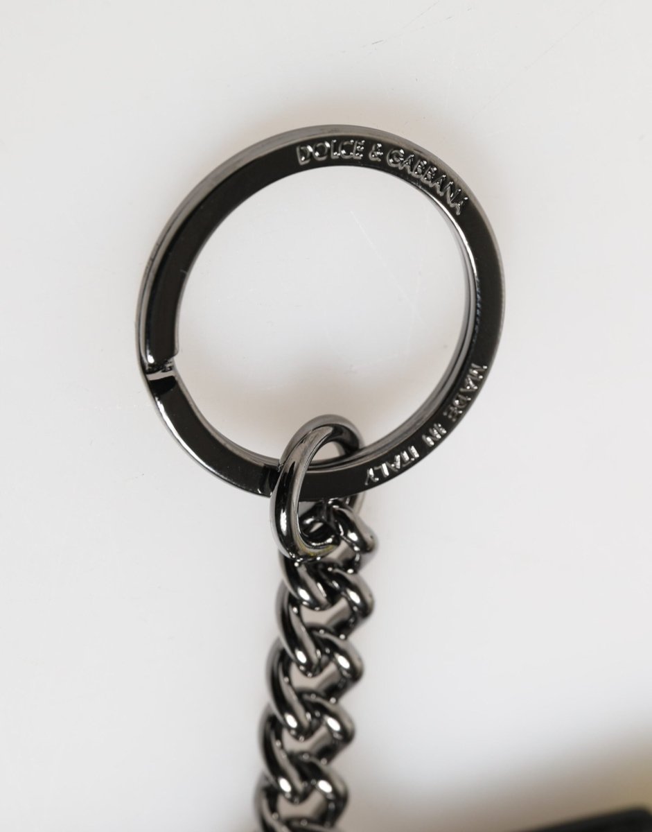 Dolce & Gabbana Yellow Logo Nylon Silver Brass Holder Keychain Keyring - The Gentlemen's Vault
