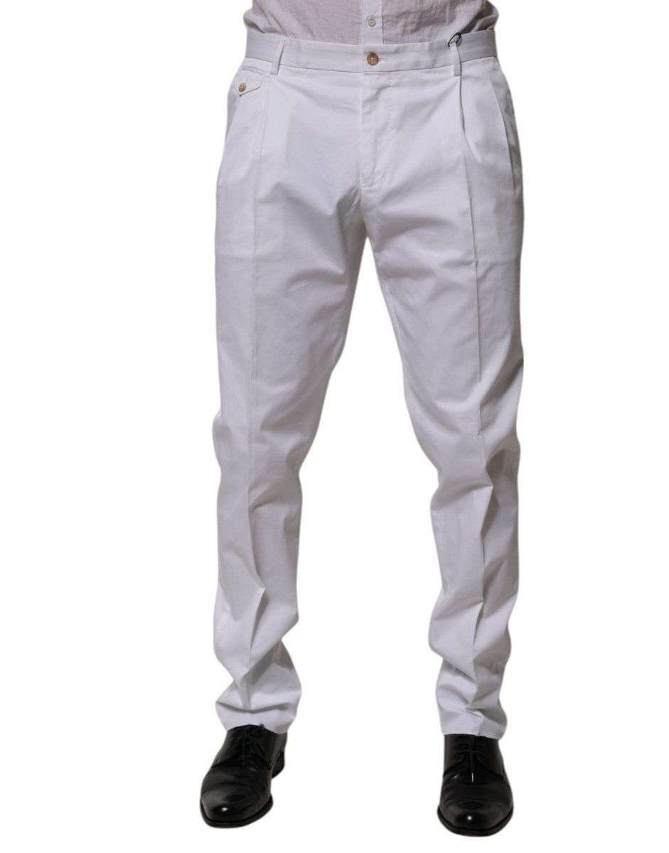 Dolce & Gabbana White Cotton Dress Slim Formal Trouser Pants - The Gentlemen's Vault