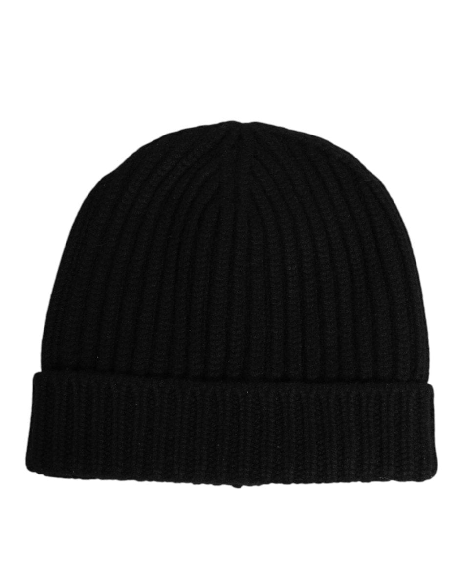 Dolce & Gabbana Black Cashmere Knitted Beanie Capello Men One Size Hat - The Gentlemen's Vault