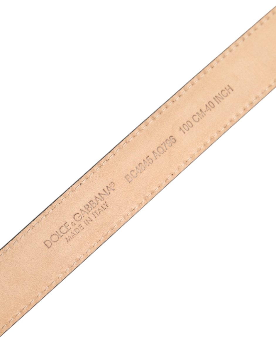 Dolce & Gabbana Metallic Leather Silver Tone Logo Buckle Belt - The Gentlemen's Vault