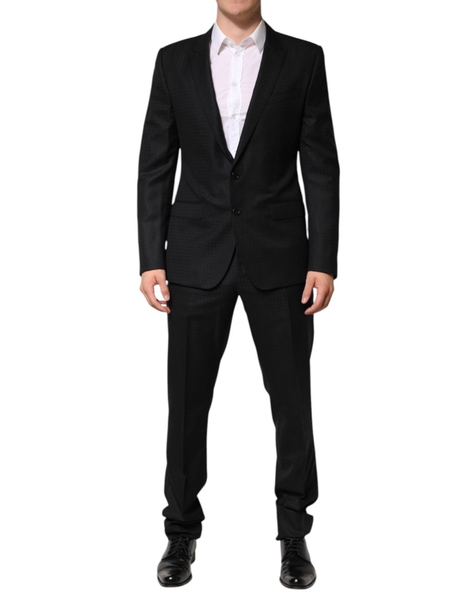 Dolce & Gabbana Black Jacquard Single Breasted 2 Piece Suit - The Gentlemen's Vault