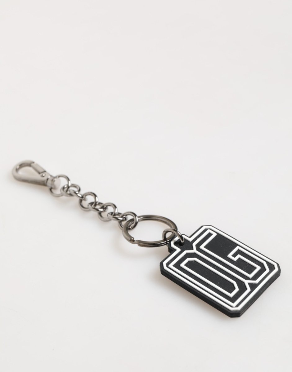 Dolce & Gabbana Black White DG Rubber Logo Silver Men Keychain Keyring - The Gentlemen's Vault