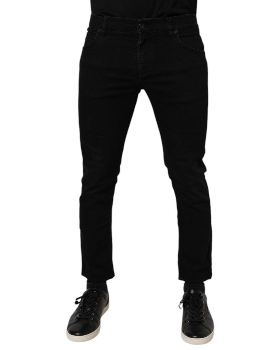 Dolce & Gabbana Black Cotton Stretch Skinny Men Denim Jeans - The Gentlemen's Vault