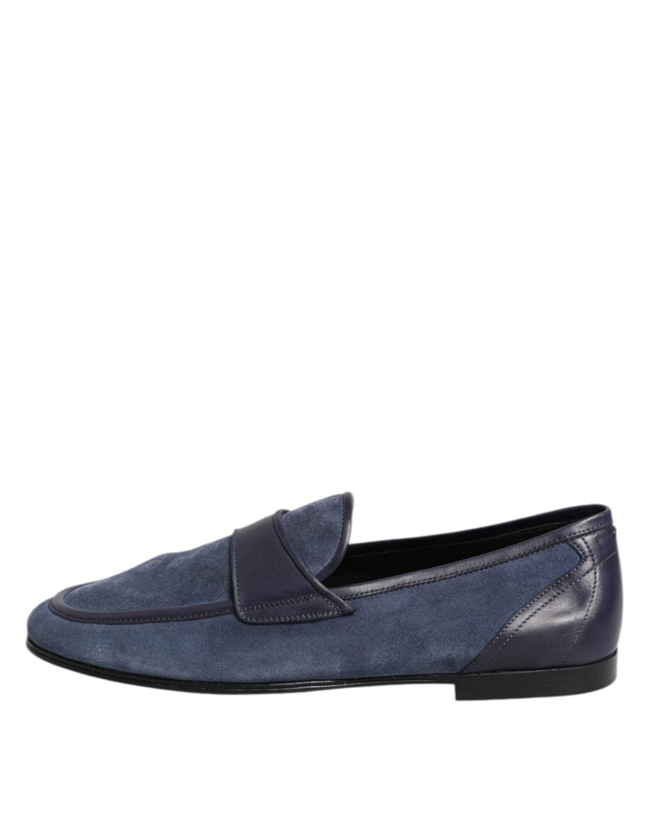 Dolce & Gabbana Blue Suede Leather Loafers Moccasin Shoes - The Gentlemen's Vault