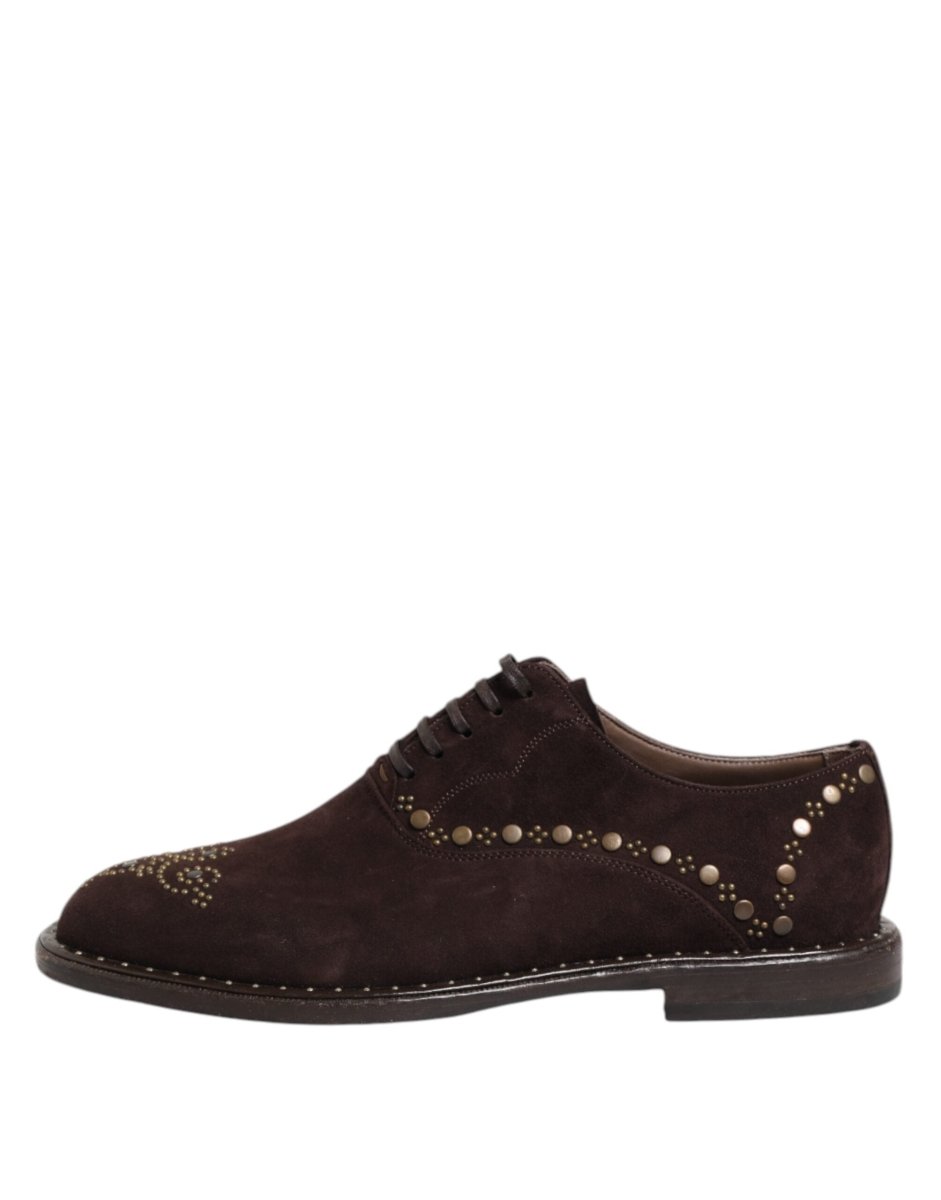Dolce & Gabbana Brown Velvet Lace Up Oxford Dress Shoes - The Gentlemen's Vault