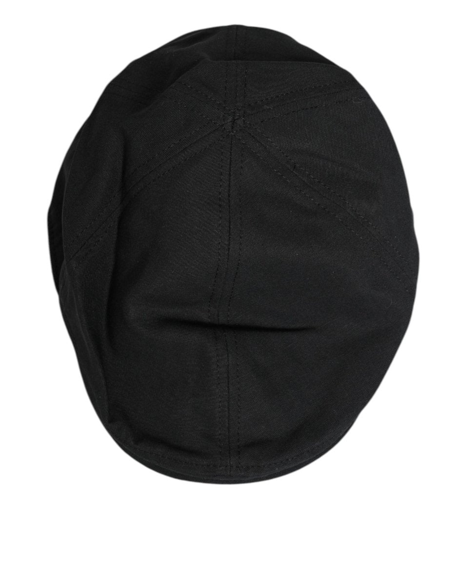 Dolce & Gabbana Black Cotton Blend Newsboy Men Cloth Cap Hat - The Gentlemen's Vault