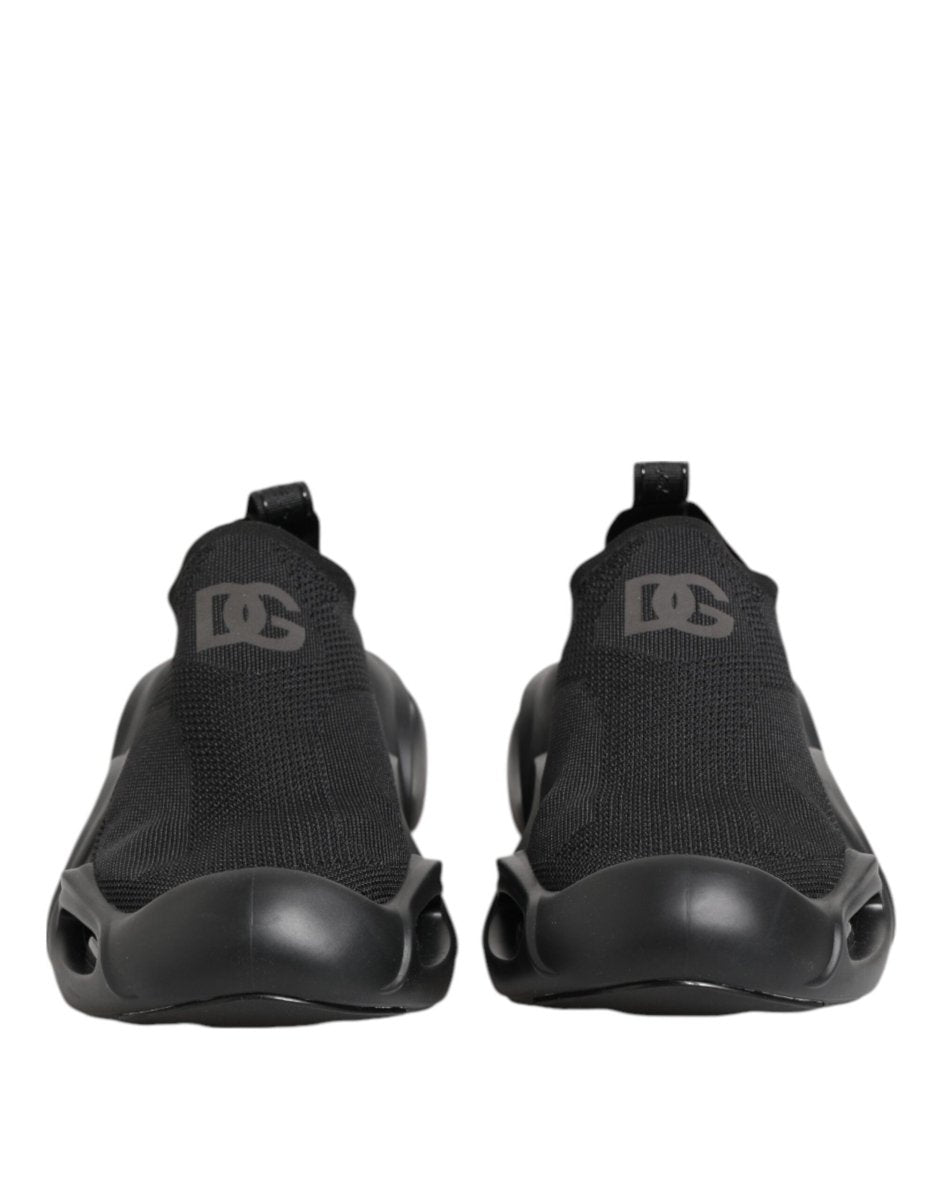 Dolce & Gabbana Black Slip On Wave Low Top Men Sneaker Shoes - The Gentlemen's Vault