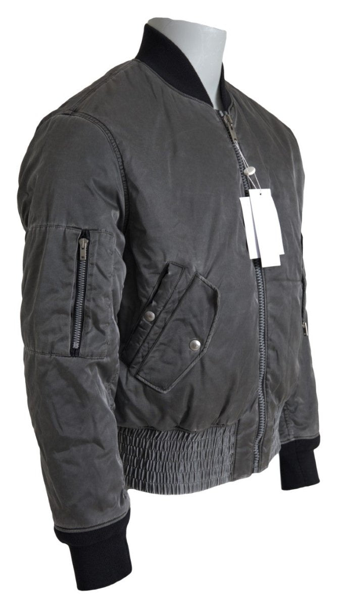 MM6 Maison Margiela Gray Bomber Zipper Pocket Sleeves Jacket - The Gentlemen's Vault