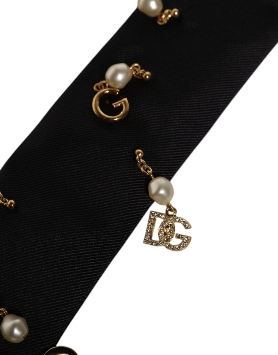 Dolce & Gabbana Black Logo Embellished Adjustable Necktie Tie - The Gentlemen's Vault