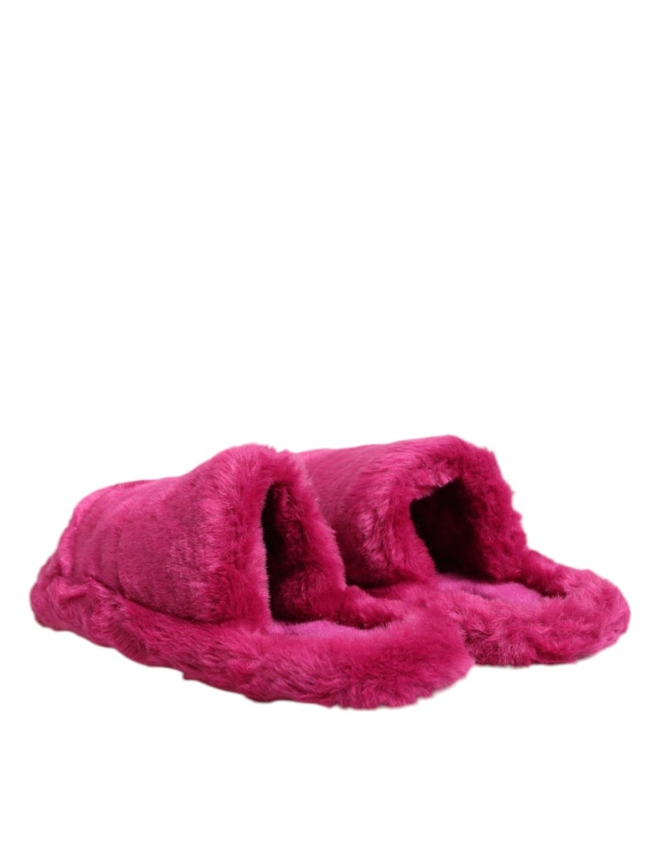 Dolce & Gabbana Pink Acrylic Faux Fur Mens Flats Sandals Shoes - The Gentlemen's Vault