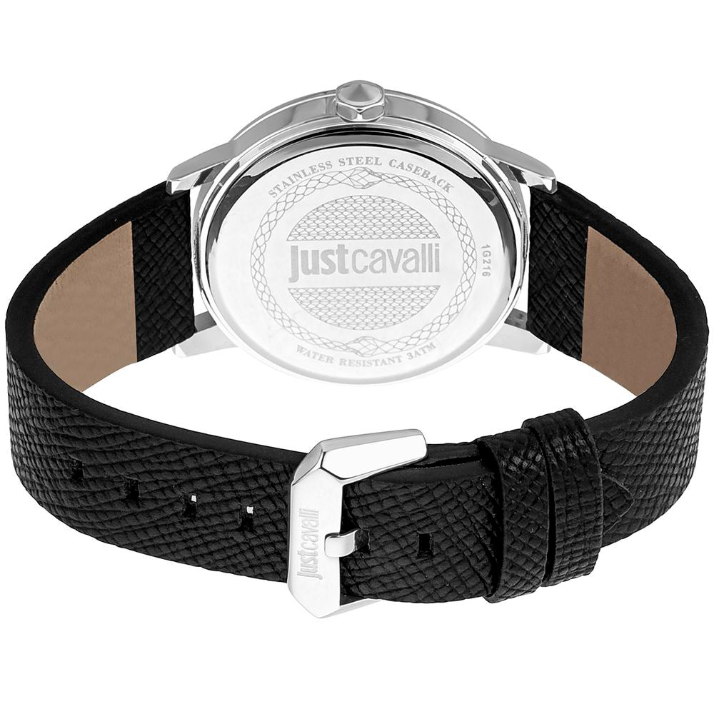 Just Cavalli Black Leather Dress Watch - The Gentlemen's Vault