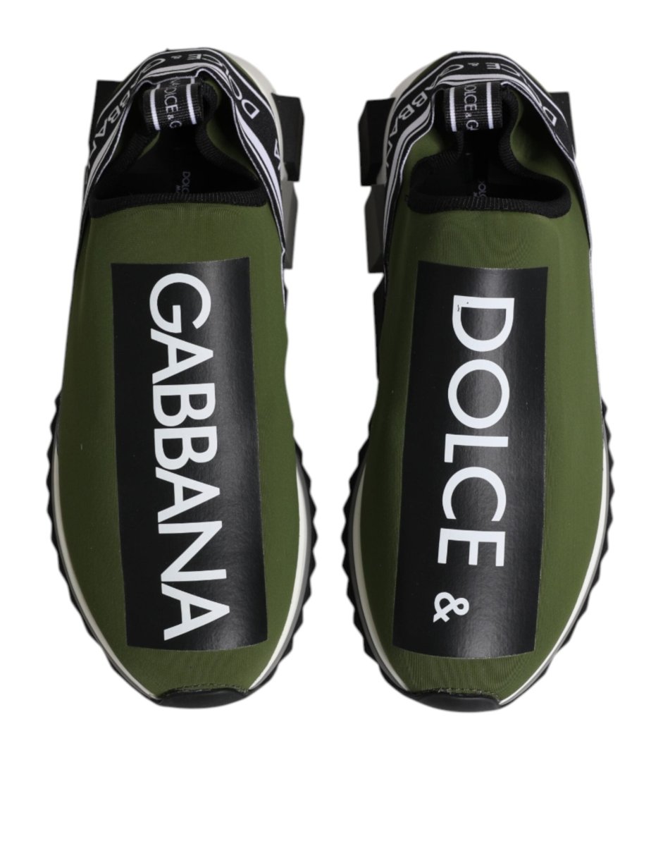 Dolce & Gabbana Green Black Slip On Sorrento Sneakers Shoes - The Gentlemen's Vault