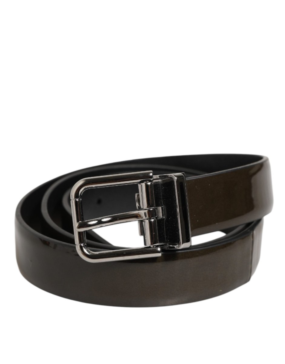 Dolce & Gabbana Brown Glossy Leather Classic Metal Buckle Belt - The Gentlemen's Vault