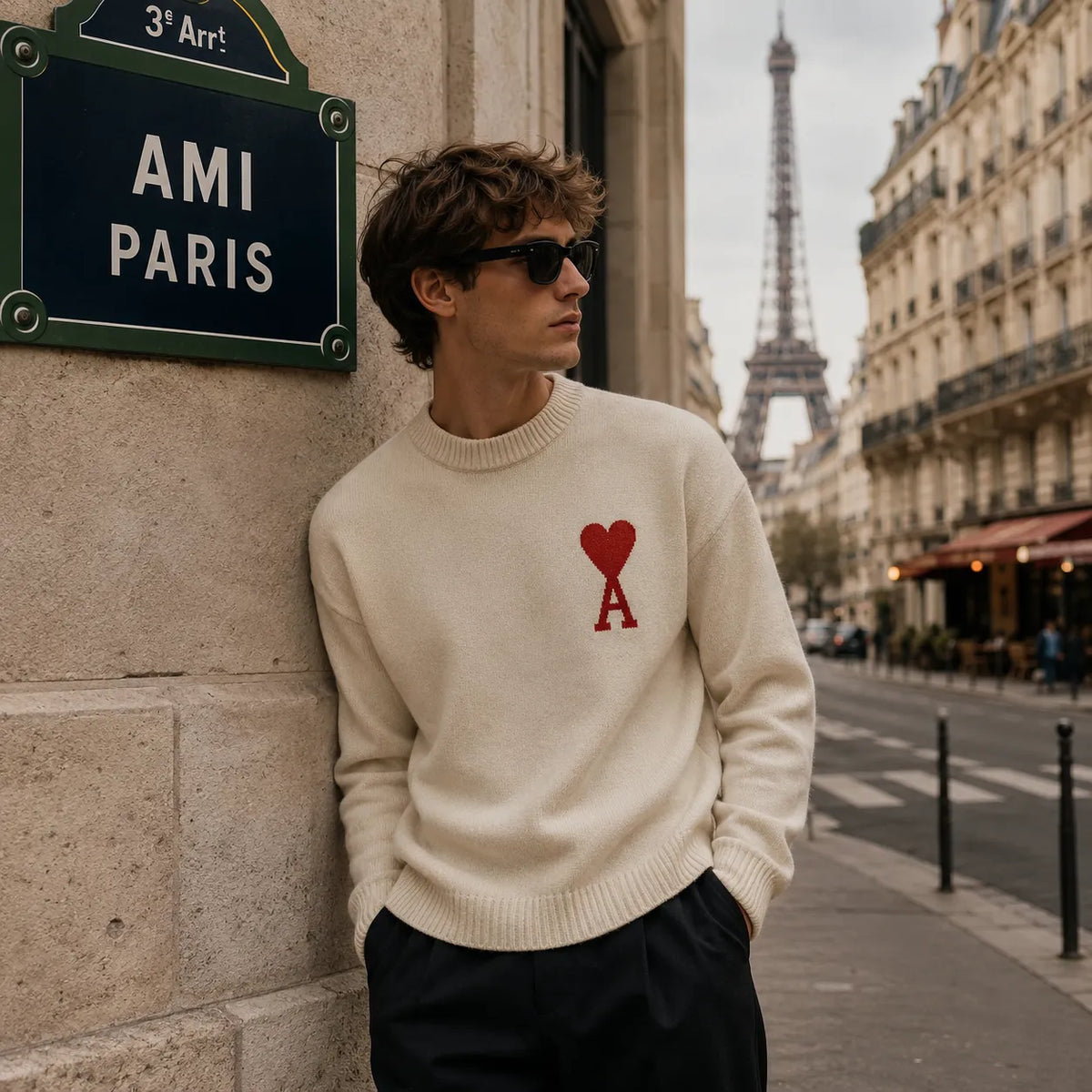 AMI Paris Ami de Coeur trui met geborduurd hartlogo