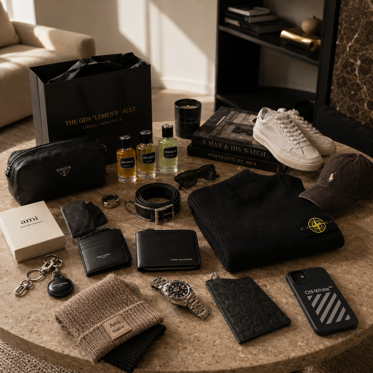 Unieke cadeaus voor heren met parfum, leren tas, riem en luxe accessoires