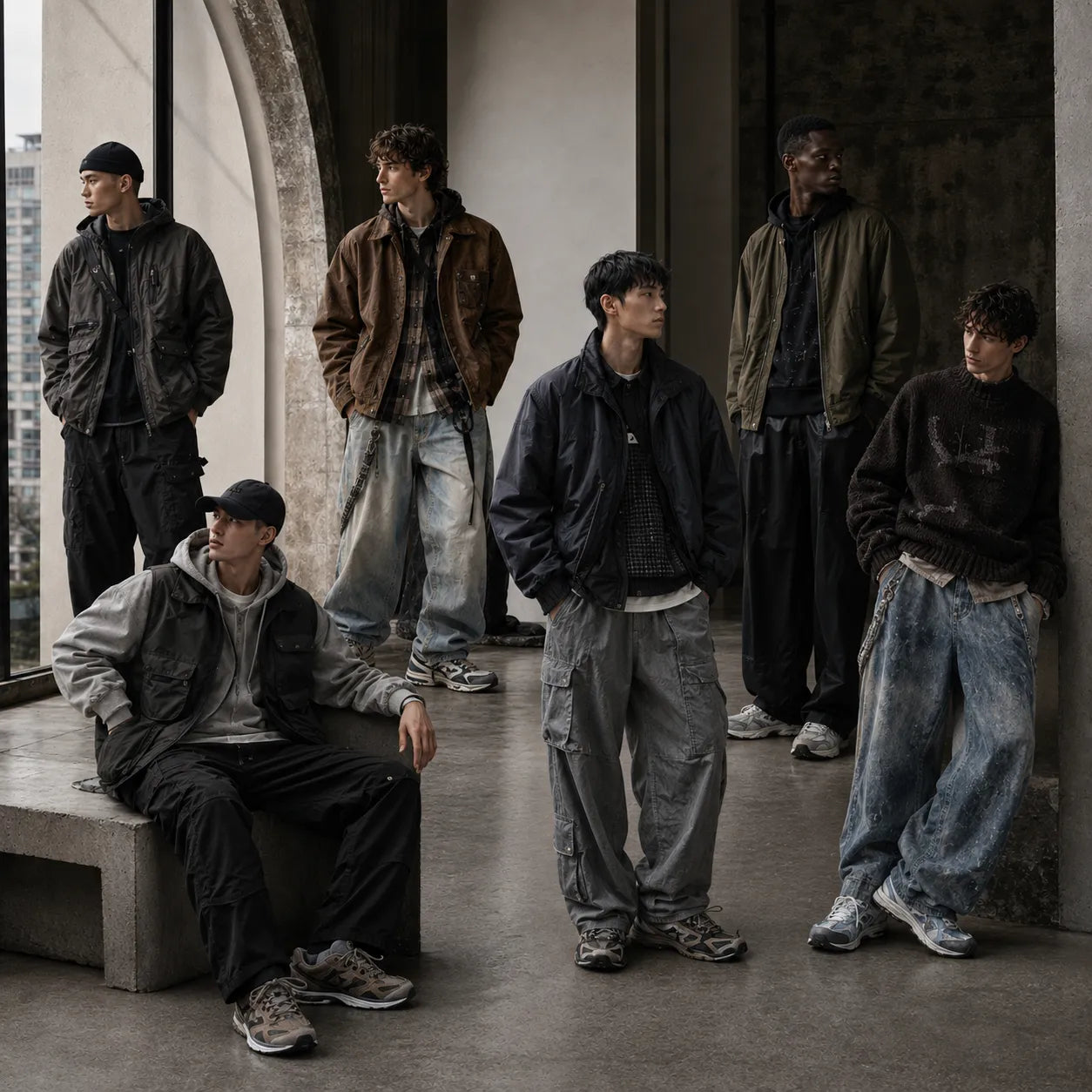 Herenmode trends 2027 met technical utility, cultural workwear en moderne tailoring