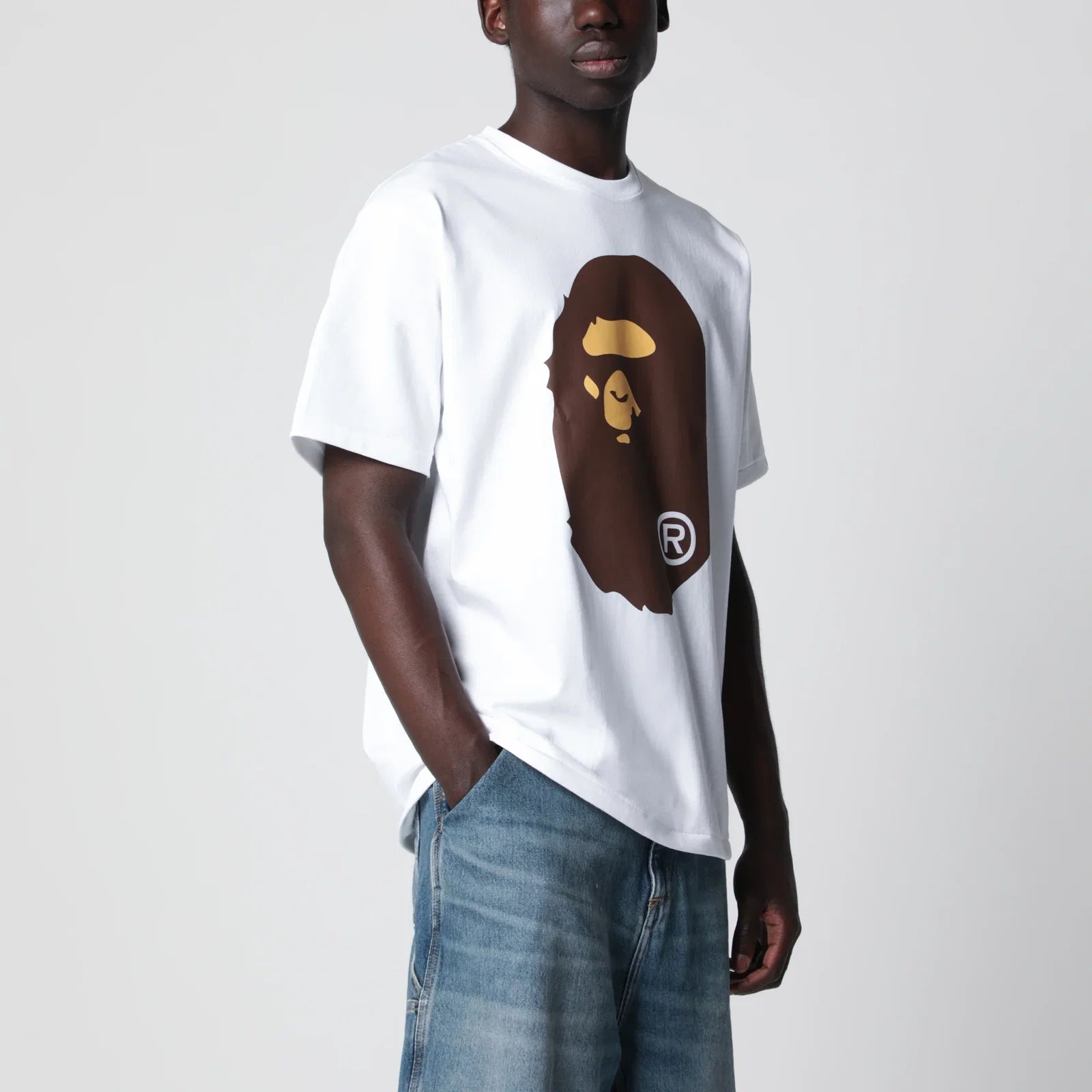 BAPE Big Ape Head T-shirt in Wit met Bruine Apenkopprint