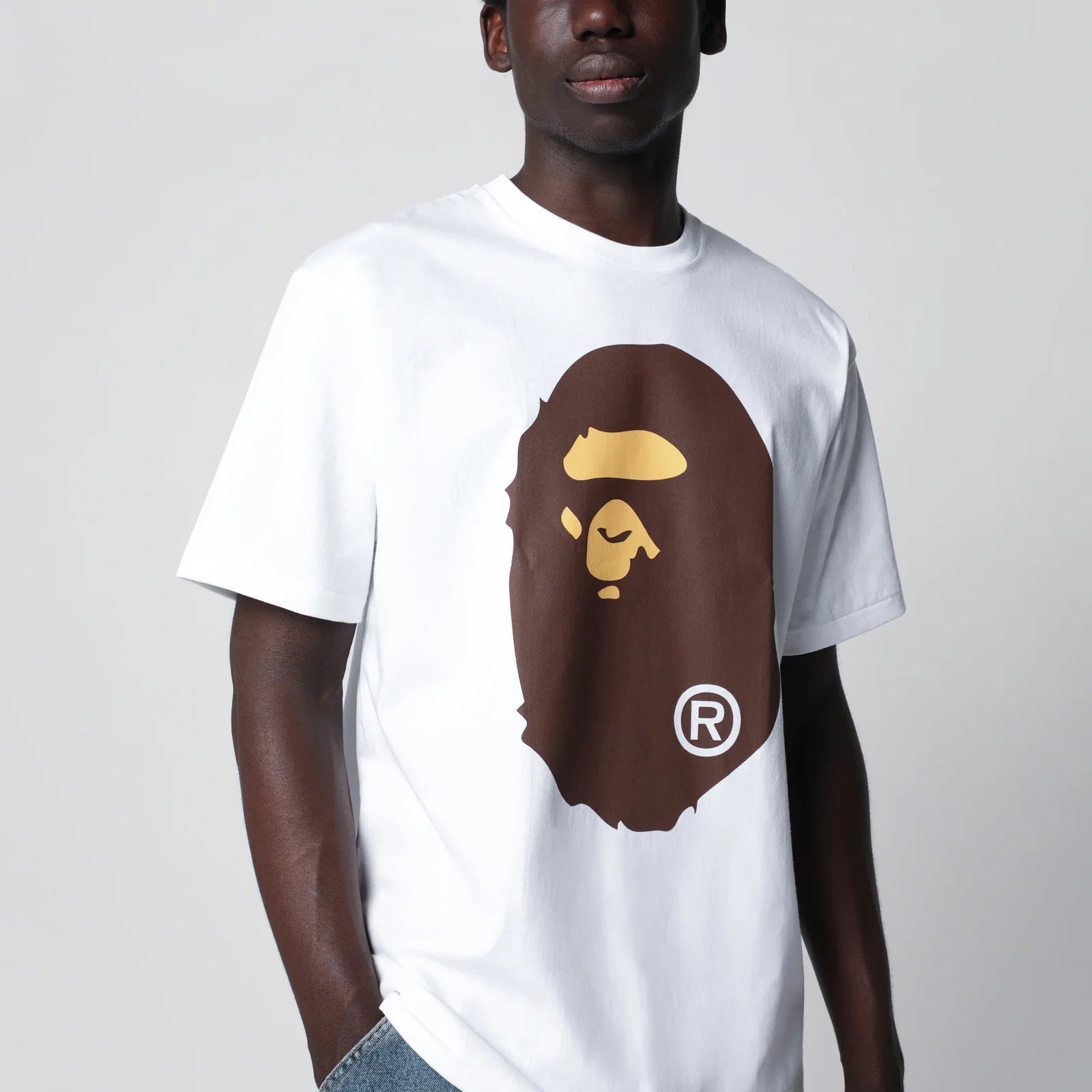 BAPE Big Ape Head T-shirt in Wit met Bruine Apenkopprint-thumbmail-2