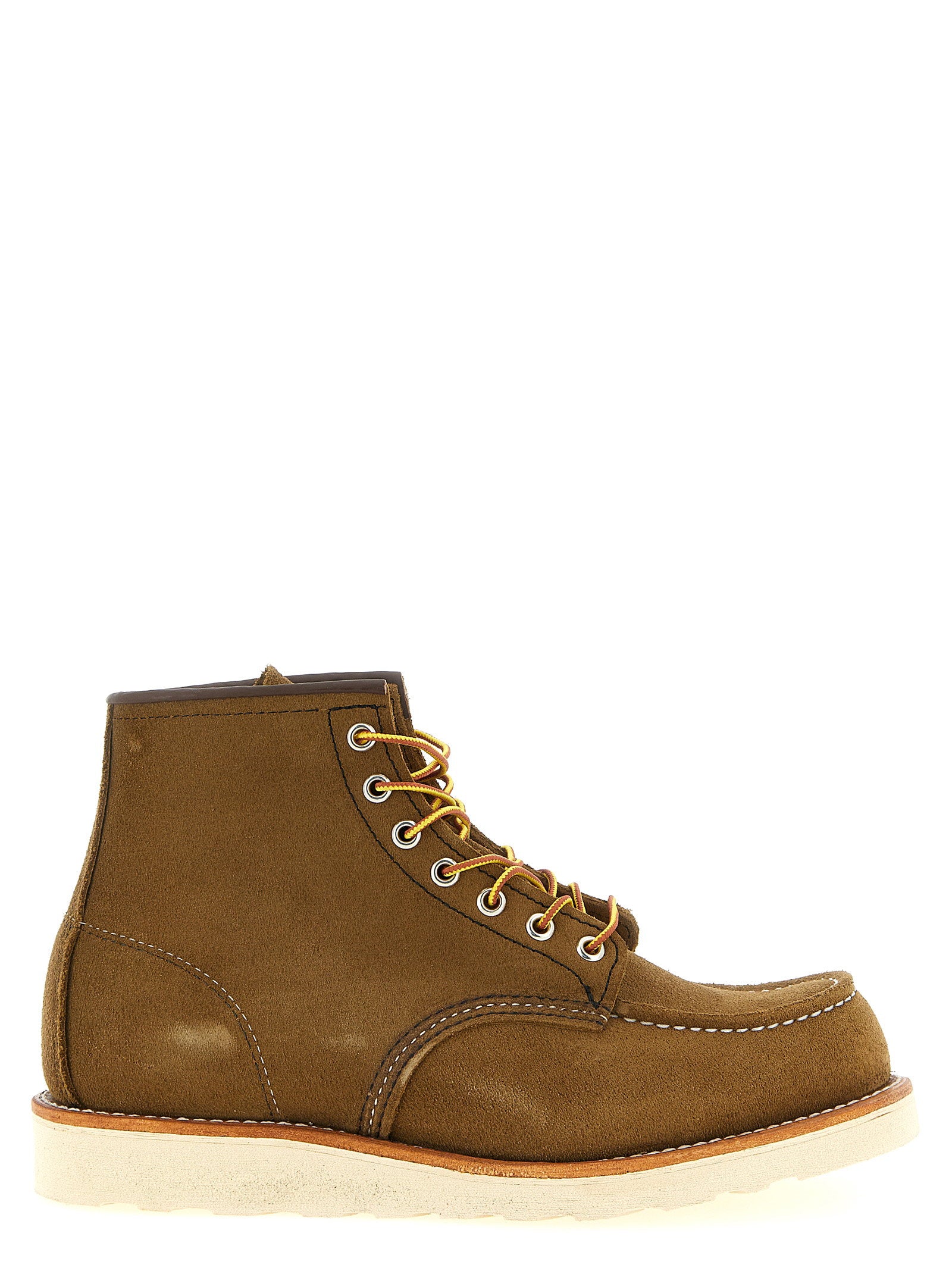Red Wing Classic Moc 8881 enkellaars in Olive Mohave, zijaanzicht