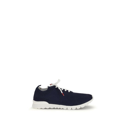 Kiton Blue Cotton Low Top Sneakers