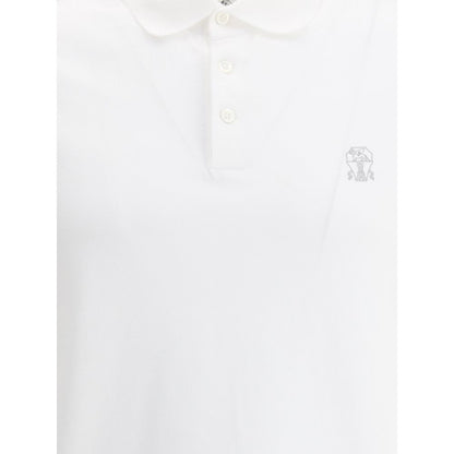 Brunello Cucinelli White Cotton Polo Shirt