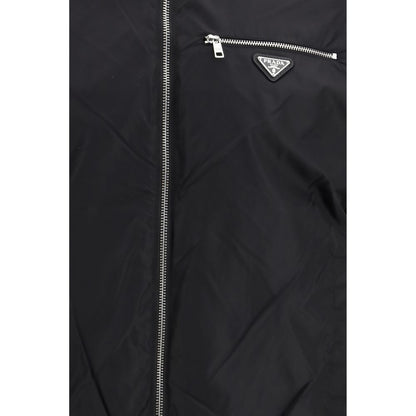 Prada Black Fleece Wool Full-Length Jacket