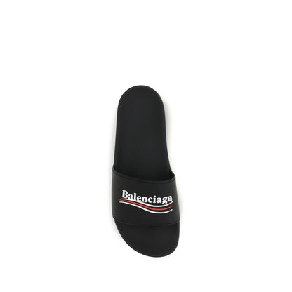 Balenciaga Black Rubber Slippers