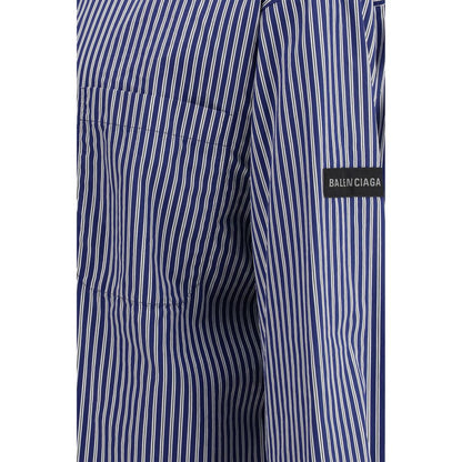 Balenciaga Blue Cotton Pattern Shirt