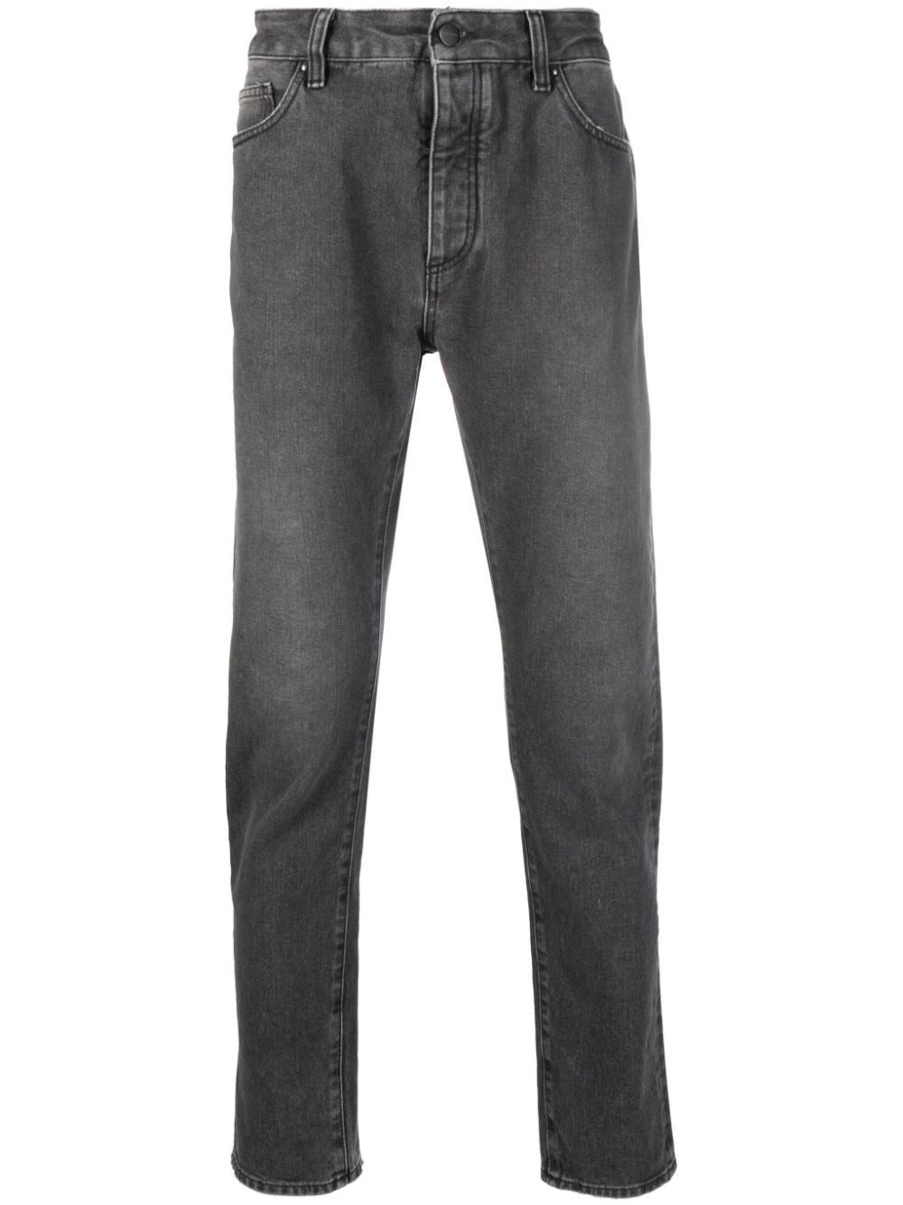 Palm Angels Logo Straight Denim Jeans Verwassen Zwart Jeans Palm Angels