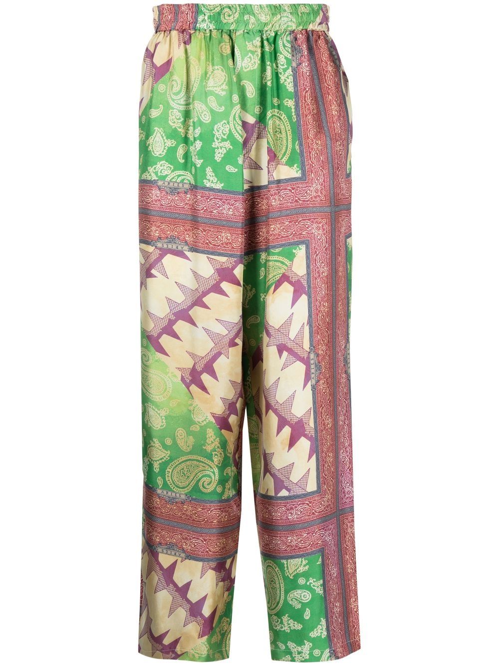Aries Paisley-Print Wide Leg Zijden Pantalon Multicolour Trousers Aries