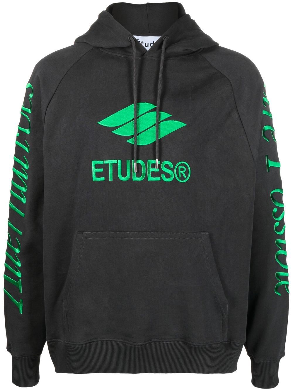 Études Studio Racing Eco Hoodie Met Geborduurd Logo Zwart Topwear Études