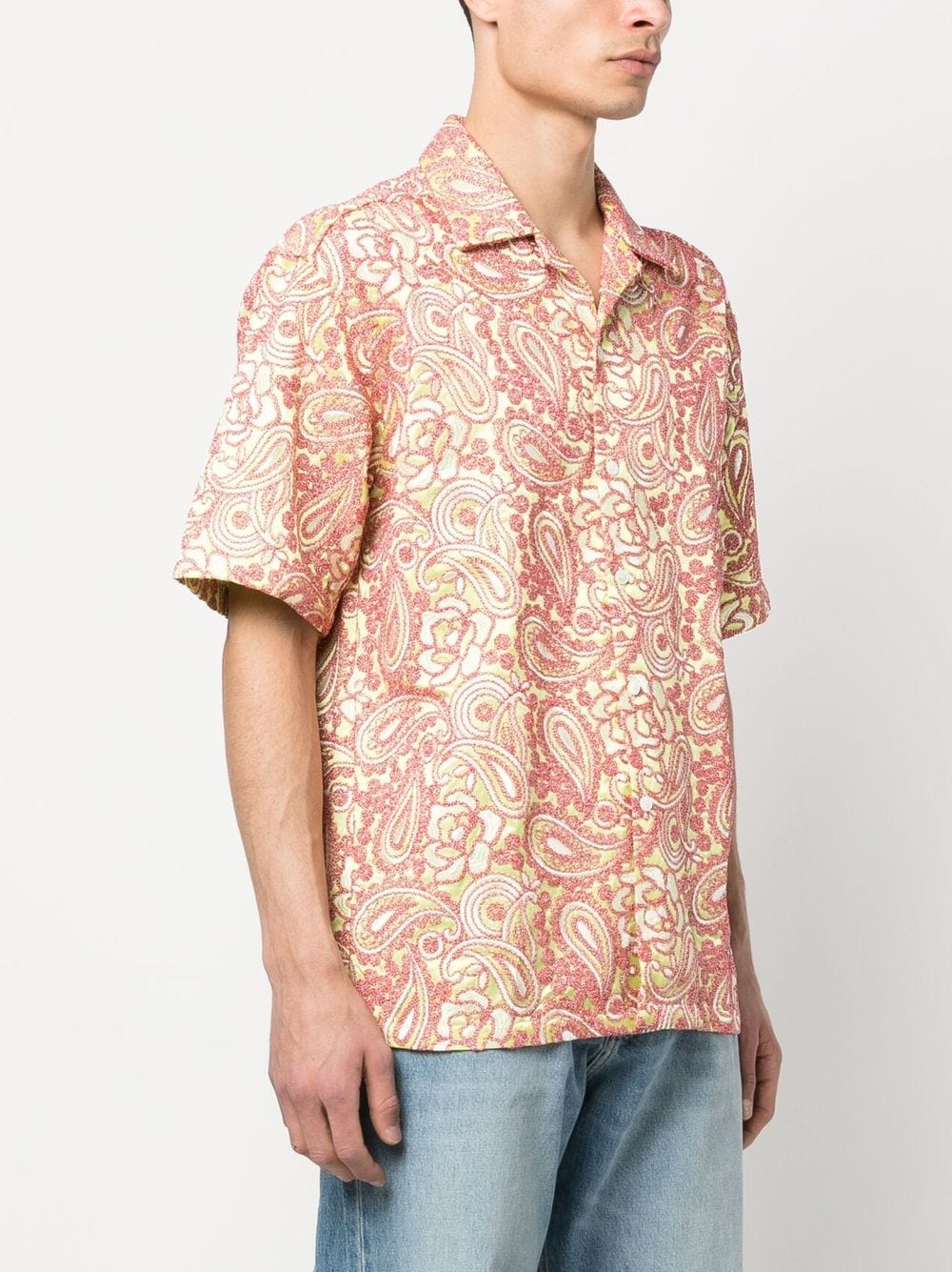 Bluemarble Paisley-Print Overhemd Korte Mouwen Kleirood Shirts Bluemarble