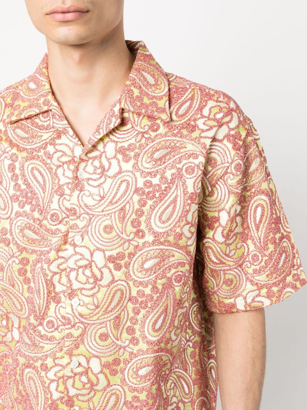 Bluemarble Paisley-Print Overhemd Korte Mouwen Kleirood Shirts Bluemarble