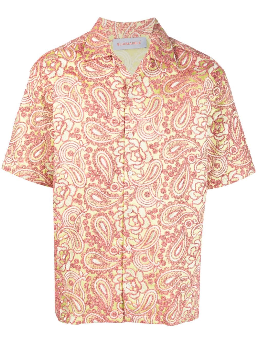 Bluemarble Paisley-Print Overhemd Korte Mouwen Kleirood Shirts Bluemarble