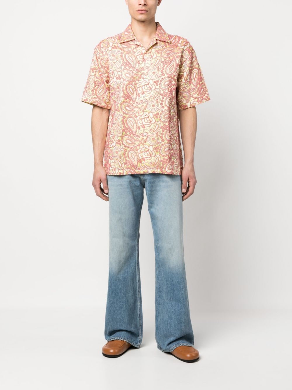 Bluemarble Paisley-Print Overhemd Korte Mouwen Kleirood Shirts Bluemarble