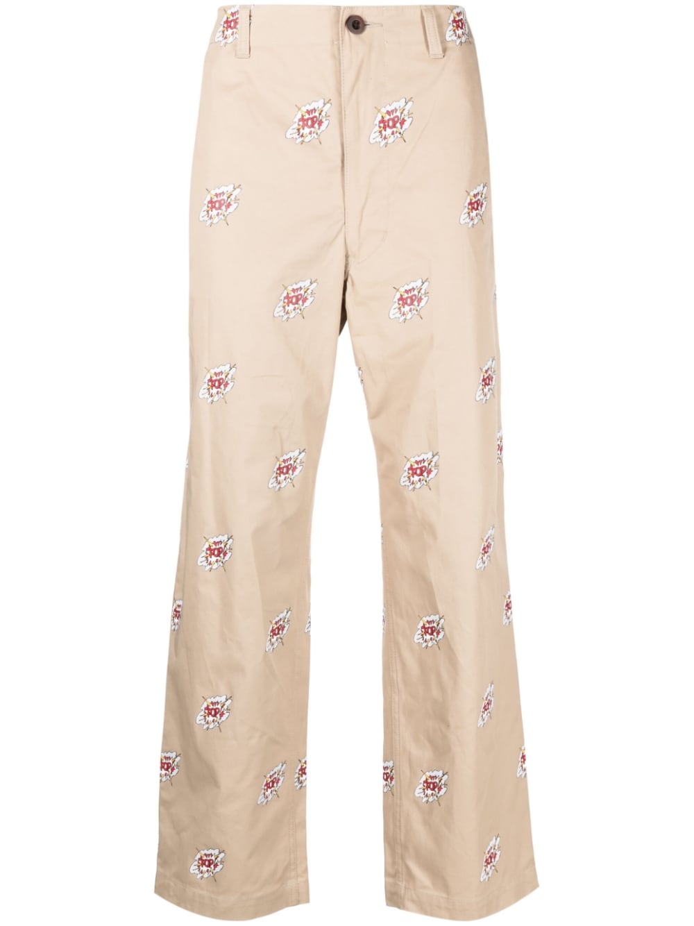 Junya Watanabe Cartoon Print Pantalon Beige Trousers Junya Watanabe