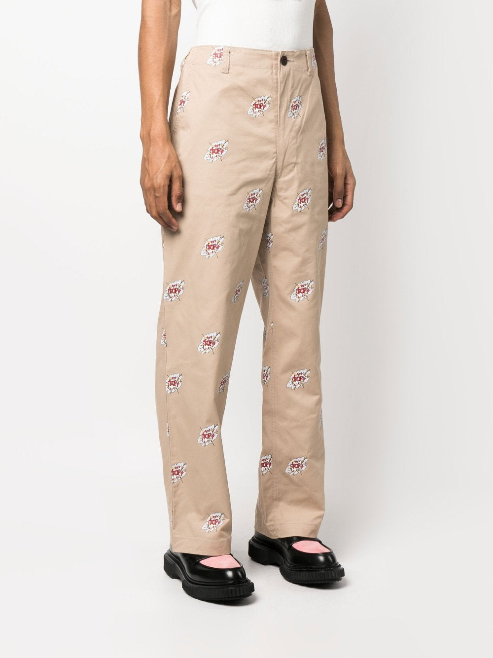 Junya Watanabe Cartoon Print Pantalon Beige Trousers Junya Watanabe